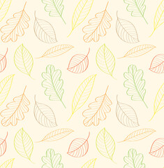 Obraz premium Autumn leaves. Seamless linear pattern