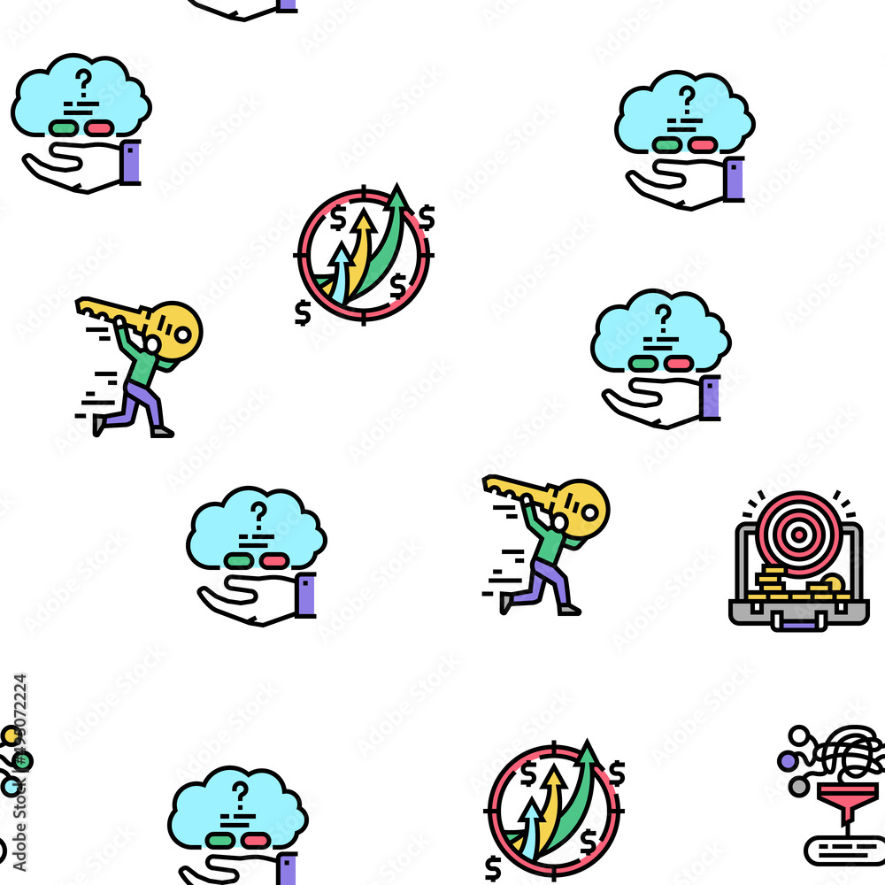 Aufkleber solution business problem task vector seamless pattern thin line illustration