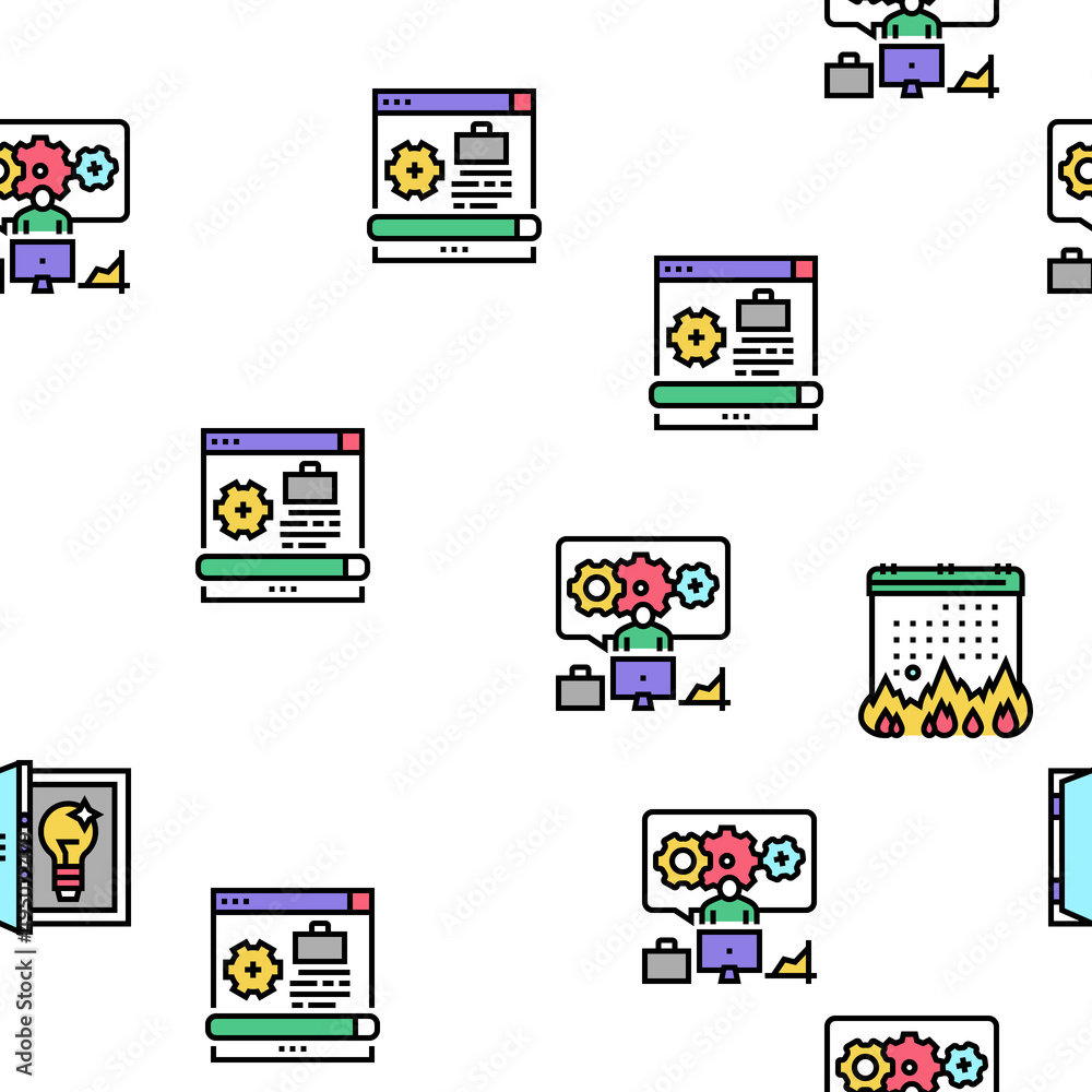 Aufkleber solution business problem task vector seamless pattern thin line illustration