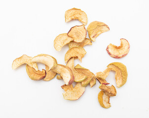 Dried apples isolated on white background.