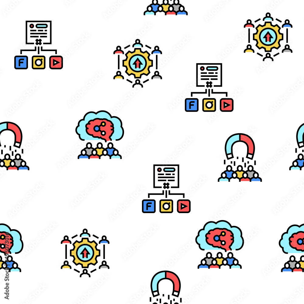 Aufkleber social networking online app vector seamless pattern thin line illustration