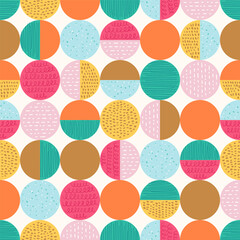 Colorful fashion circle sphere fun pattern. Seamless creative doodle texture background - 495073028
