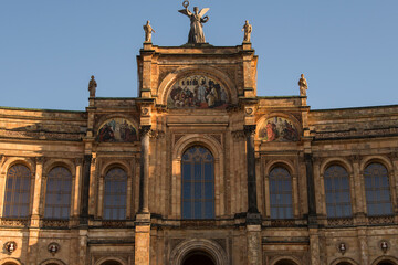 Fototapeta premium Munich, Germany - December 20 2021: The Maximilianeum, a palatial building in Munich, was built as the home of a gifted students' foundation but since 1949 has housed the Bavarian State Parliament.