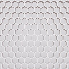 White hexagon honeycomb texture background. Pattern background. 3d rendering. Hexagon brick wall.	