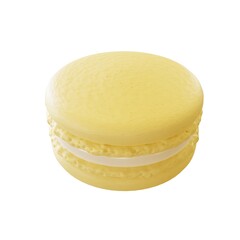 Lemon Macaron picture. 3d rendering.