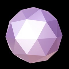 Purple geometric ore, low poly. 3d rendering. Decorative ball.	
