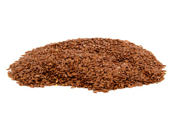 Heap of linseeds isolated on a white background