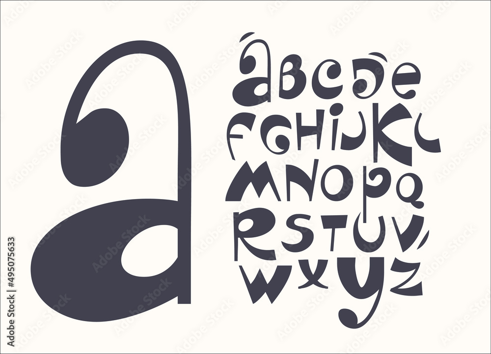 Poster cartoon font alphabet letters. childish typography. playful typographic design. joyful typeset for k
