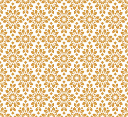 Flower geometric pattern. Seamless vector background. White and gold ornament