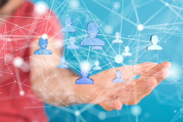 Global network. Blockchain. 3D illustration. Neural networks and artificial intelligence. Abstract