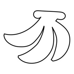 シンプルなバナナのアイコン　モノクロ　イラスト　線画　素材