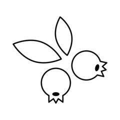 シンプルなブルーベリーのアイコン　モノクロ　イラスト　線画　素材
