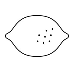 シンプルなレモンのアイコン　モノクロ　イラスト　線画　素材