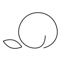シンプルな桃のアイコン　モノクロ　イラスト　線画　素材
