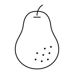 シンプルな洋ナシのアイコン　モノクロ　イラスト　線画　素材