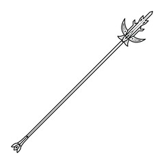 Abstract Black Simple Line Spear Weapon Doodle Outline Element Vector Design Style Sketch Isolated On White Background Illustration For War, Battle