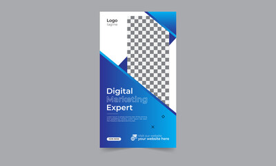 Fototapeta premium Digital marketing social media story layout business webinar for social media post, business stories template geometric shape design for attractive abstract elements post background space for text