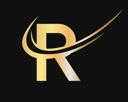 Initial Gold letter R logo design. Modern R logo design with luxury concept