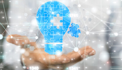 Neural network 3D illustration. Big data and cybersecurity