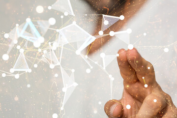 Global network. Blockchain. 3D illustration. Neural networks and artificial intelligence. Abstract