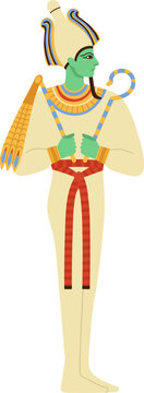 Osiris Ancient Egyptian God Cartoon Illustration