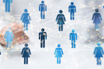 Neural network 3D illustration. Big data and cybersecurity