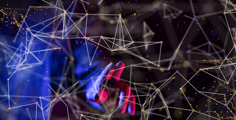 Neural network concept. Connected cells with links.