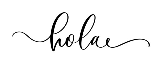 Hola lettering inscription on spanish. Vector text for print on shirt, card, poster etc. © ku4erashka