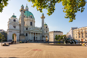 Karlskirche church on Karlsplatz square, Vienna, Austria