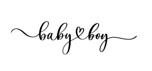 Baby boy logo lettering quote. Baby shower hand drawn modern brush calligraphy phrase for card, invintation, print, poster, stiker © ku4erashka
