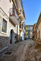 Fototapeta na wymiar A narrow street in Sant'Angelo all'Esca, a small village in the province of Avellino, Italy.