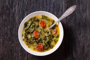 Poster Caldo Verde, potato and kale soup with chorizo © myviewpoint