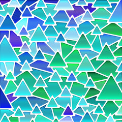 abstract vector stained-glass mosaic background - green and blue triangles