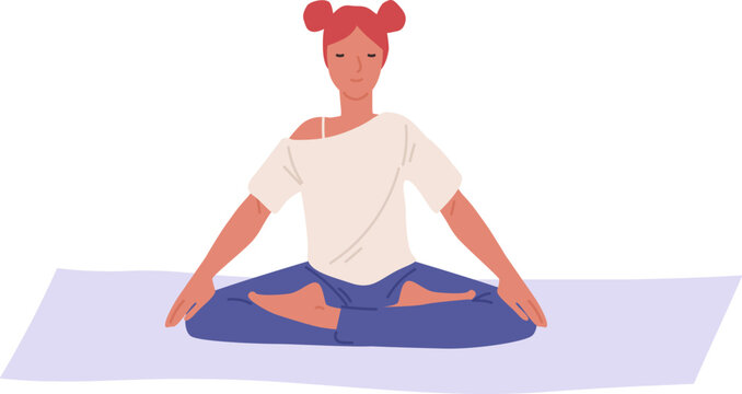 Girl Practicing Yoga Cartoon Illustration