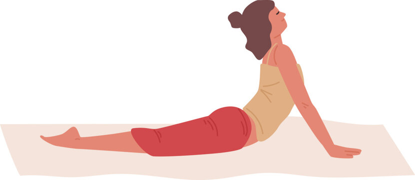 Woman Practicing Yoga Cartoon Illustration