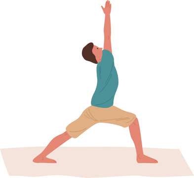 Man Practicing Yoga Cartoon Illustration