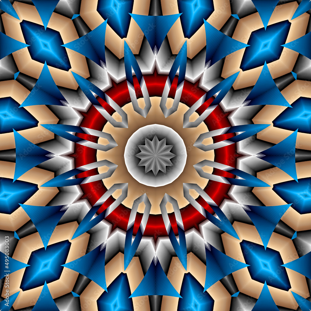 Wall mural 3d effect - abstract polygonal geometric fractal pattern
