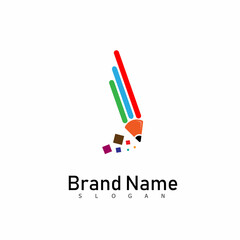 Obraz premium pencil logo design vector icon modern