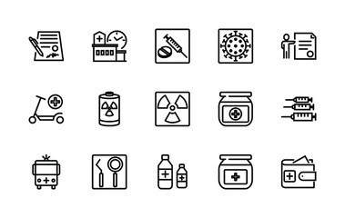 Simple set of medical related vector linear icons. Contains icons such as: pills, first aid kit, medical sign, questionnaire and more. Editable stroke. 48x48 pixels is perfect.