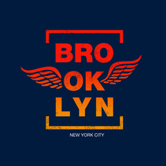 BROOKLYN NYC GRADIENT GRUNGE TYPOGRAPHY PRINT for T-shirt, Sweatshirt, Tank top, Poser, Banner. Editable Vector File.