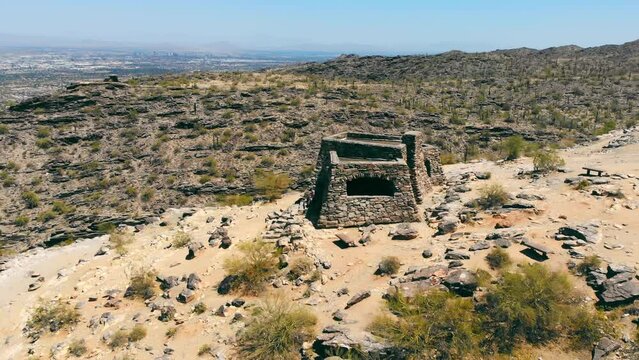 Southwest Observation Deck over the South Mountain Valley in Arizona. Scenic observation point with an elevation of 2,330 feet
