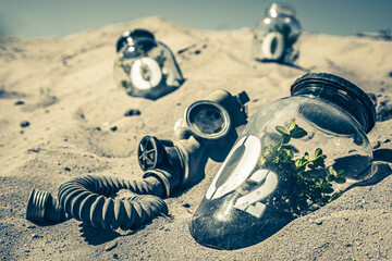 Odd oxygen mask as air pollution problem.