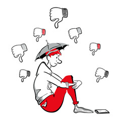 man is sad from the dislikes