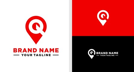 LETTER Q LOGO PIN NEGATIVE SPACE EDITABLE