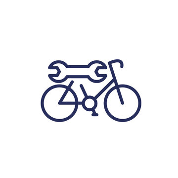 bicycle, bike repair service line icon