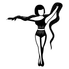 Fototapeta premium Jungle Girl with Python or Belly Dancer Vector Icon Design, Circus characters Symbol, Carnival performer Sign, Festival troupe Stock illustration, Women Snake Charmer Concept, 