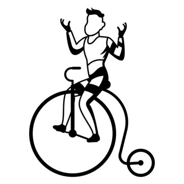 recommend clip art: Cycling Entertainer Vector Icon Design, Circus characters Symbol, Carnival performer Sign, Festival troupe Stock, Retro Front Big Wheel Bicycle illustration, Man Riding Penny Farthing Concept