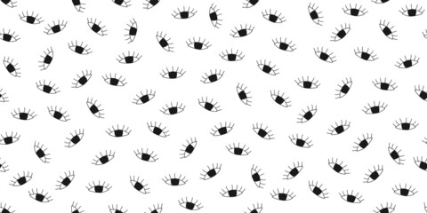 Seamless pattern with doodle eyes. Hand drawn eyes print for clothes, linens, wallpapers or wrapping paper. Sketch background. Flat vector template
