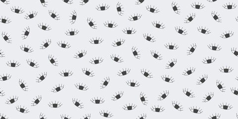 Seamless pattern with doodle eyes. Hand drawn eyes print for clothes, linens, wallpapers or wrapping paper. Sketch background. Flat vector template
