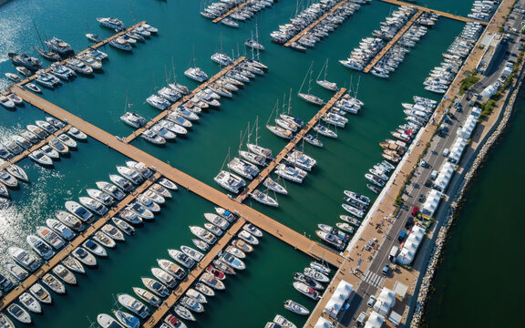 Salerno yacht marina from above. Aerial drone photo, Salerno, Italy
